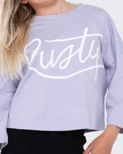 New Script Long Sleeve Tee Girls Kids Tops