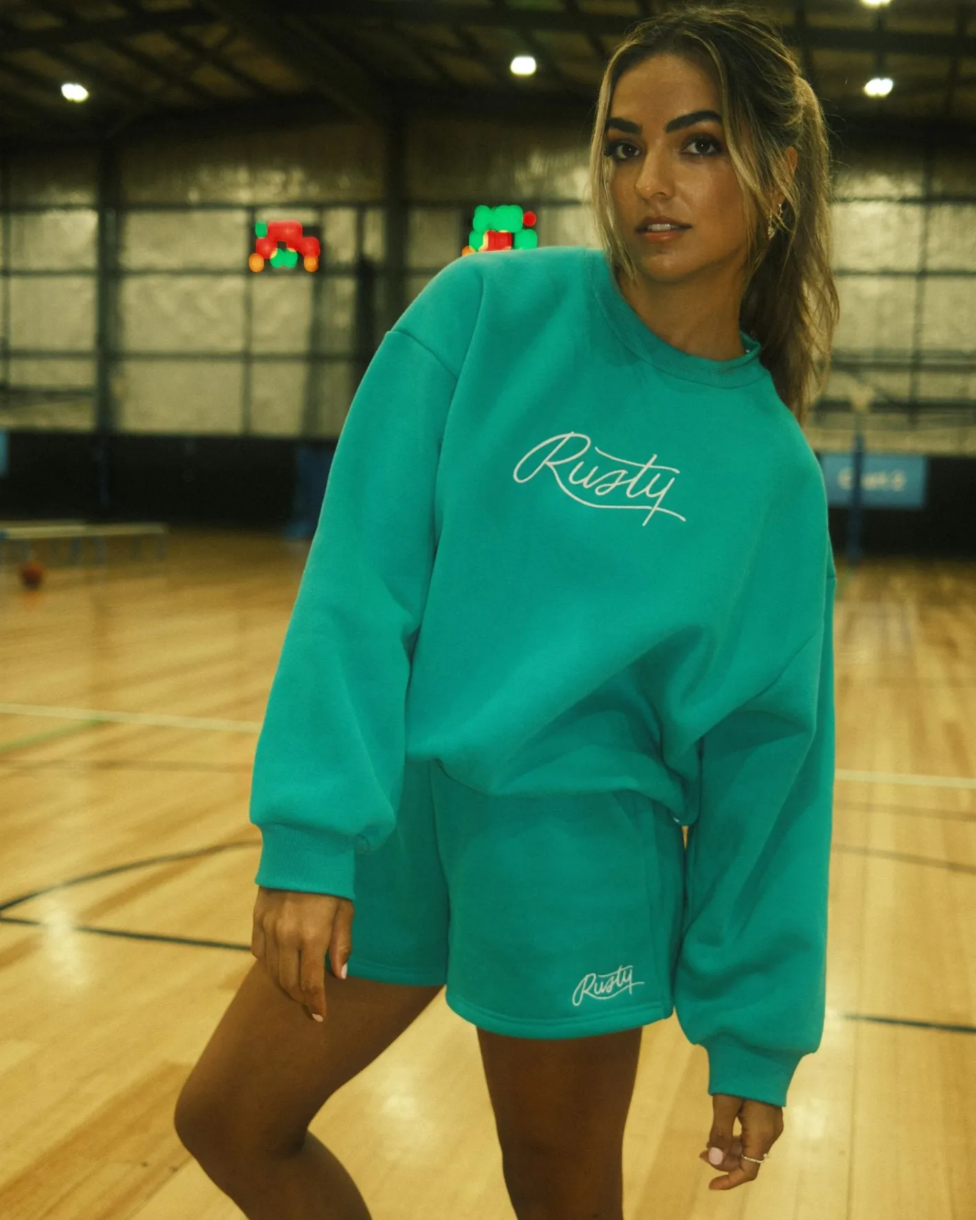Best Script Oversize Crew Neck Fleece Womens Hoodies & Fleece