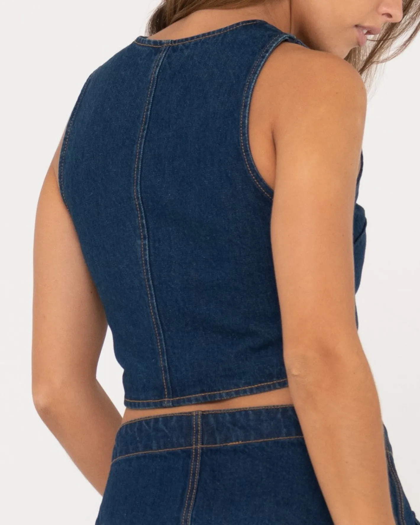 Best Sale Ryley Cropped Denim Vest Womens Fashion Tops