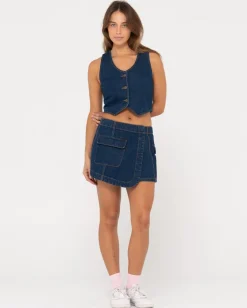 Best Sale Ryley Cropped Denim Vest Womens Fashion Tops