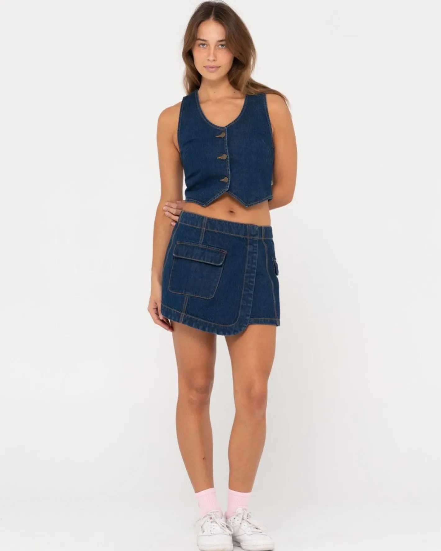 Best Sale Ryley Cropped Denim Vest Womens Fashion Tops