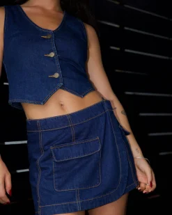 Store Ryley Low Rise Cargo Denim Mini Skirt Womens Skirts