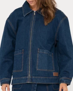 Store Ryley Oversized Zip Through Denim Jacket Womens Jackets