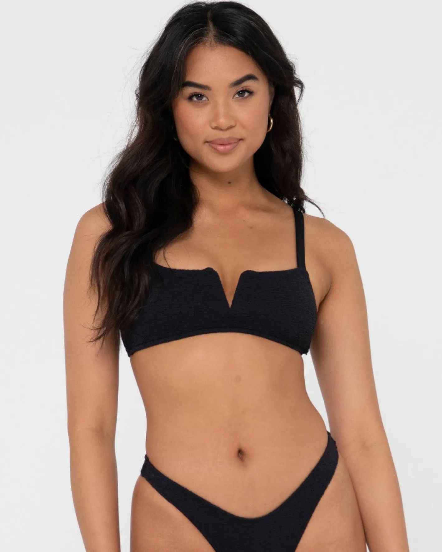 Cheap Sandalwood Textured Bralette Bikini Top Womens Bikini Tops