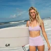 Store Sandalwood Textured High Waisted Surf Short Womens Bikini Bottoms