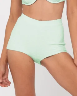 Fashion Sandalwood Textured High Waisted Surf Short Womens Bikinis