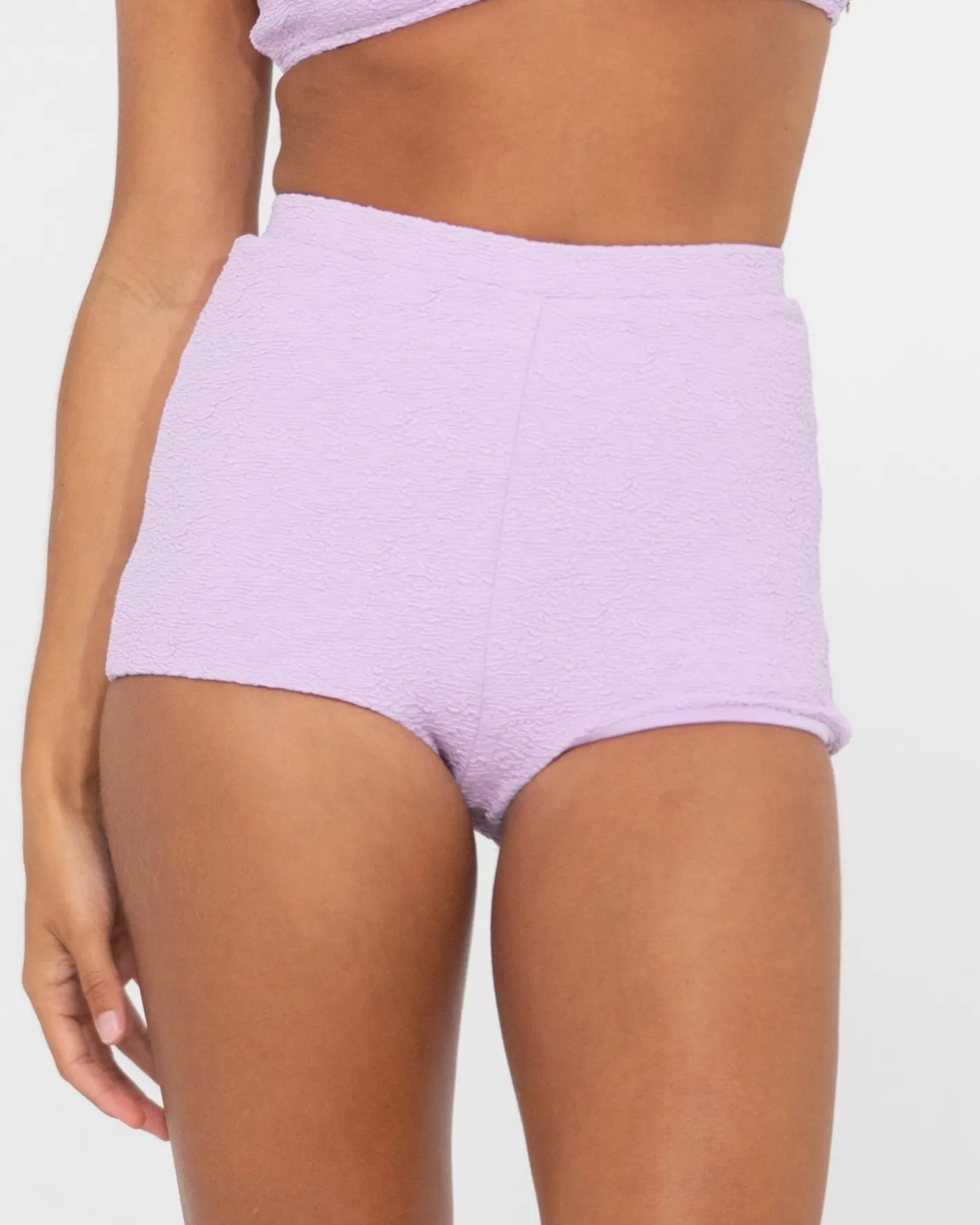 Store Sandalwood Textured High Waisted Surf Short Womens Bikini Bottoms
