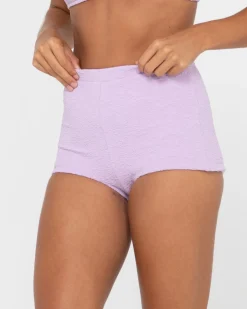 Store Sandalwood Textured High Waisted Surf Short Womens Bikini Bottoms