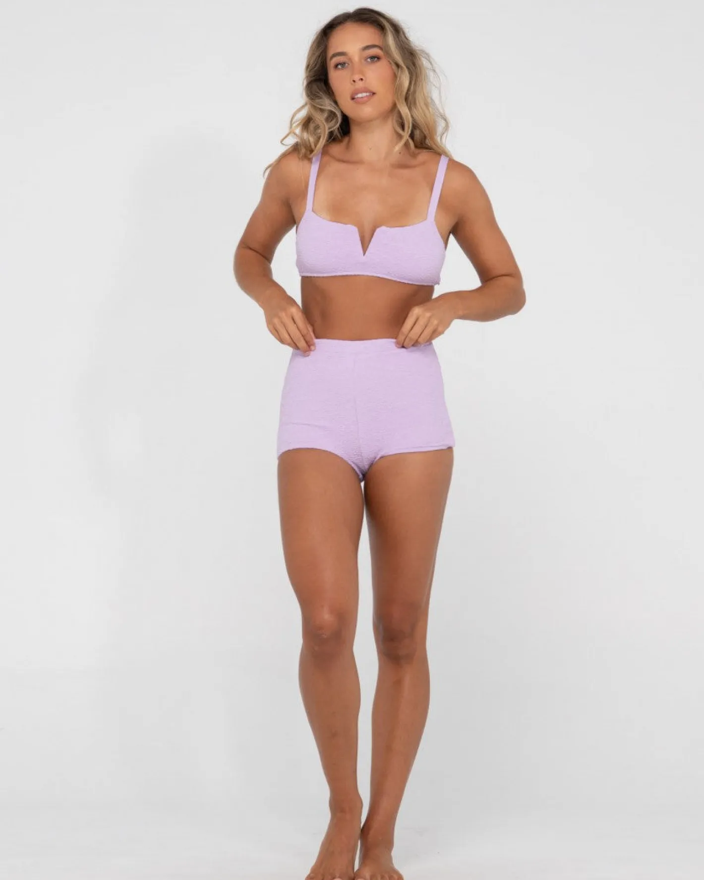 Store Sandalwood Textured High Waisted Surf Short Womens Bikini Bottoms