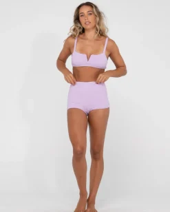 Outlet Sandalwood Textured High Waisted Surf Short Womens Boardshorts
