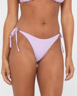 Store Sandalwood Textured Midi Side Ties Bikini Bottom Womens Bikini Bottoms