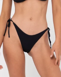 Store Sandalwood Textured Midi Side Ties Bikini Bottom Womens Bikini Bottoms