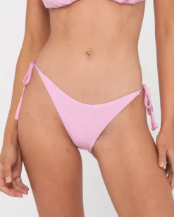 Fashion Sandalwood Textured Midi Side Ties Bikini Bottom Womens Bikini Bottoms
