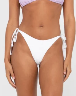 Best Sale Sandalwood Textured Midi Side Ties Bikini Bottom Womens Bikini Bottoms