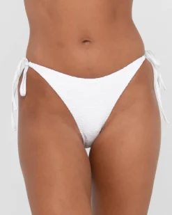 Cheap Sandalwood Textured Midi Side Ties Bikini Bottom Womens Bikinis