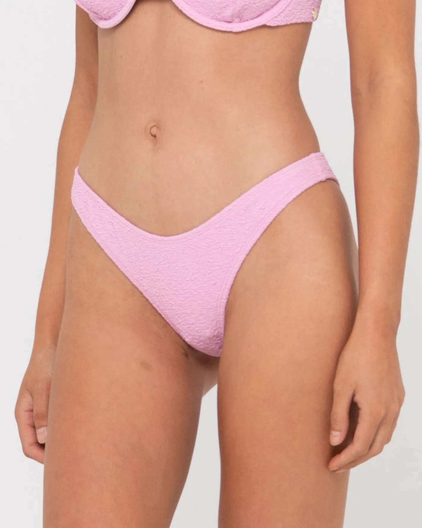 Cheap Sandalwood Textured Midi Bikini Bottom Womens Bikinis