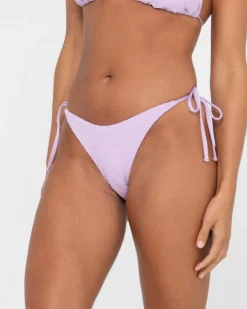 Store Sandalwood Textured Midi Side Ties Bikini Bottom Womens Bikini Bottoms