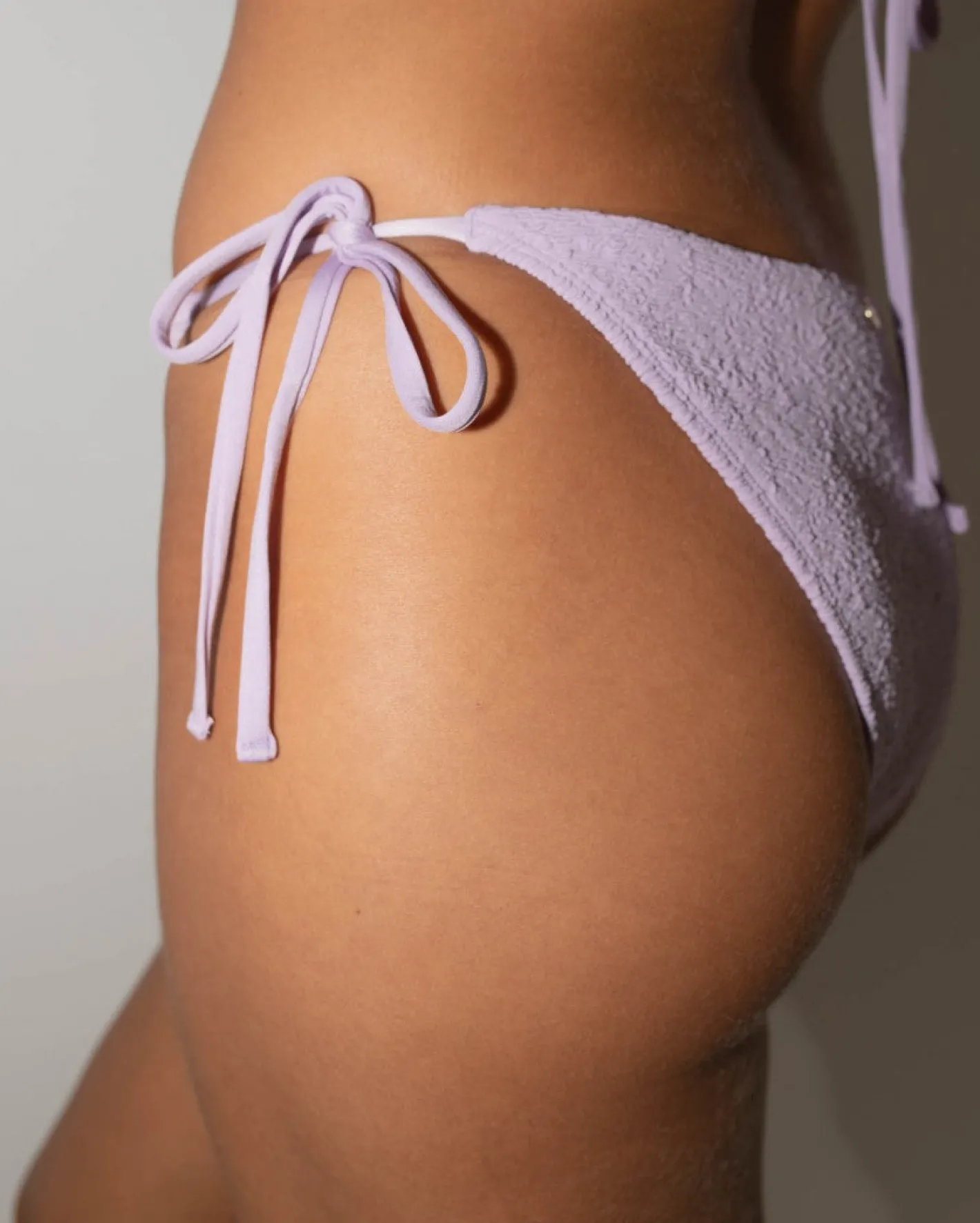 Store Sandalwood Textured Midi Side Ties Bikini Bottom Womens Bikini Bottoms