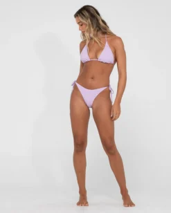 Store Sandalwood Textured Midi Side Ties Bikini Bottom Womens Bikini Bottoms