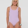 Best Sale Sandalwood Textured One Piece Swimsuit Girls Kids Swimwear
