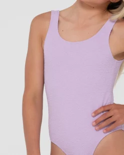 Best Sale Sandalwood Textured One Piece Swimsuit Girls Kids Swimwear