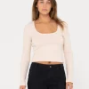 Cheap Scarlett Ribbed Long Sleeve Top Womens Fashion Tops