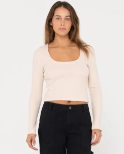 Cheap Scarlett Ribbed Long Sleeve Top Womens Fashion Tops