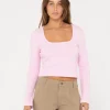 Outlet Scarlett Ribbed Long Sleeve Top Womens Fashion Tops