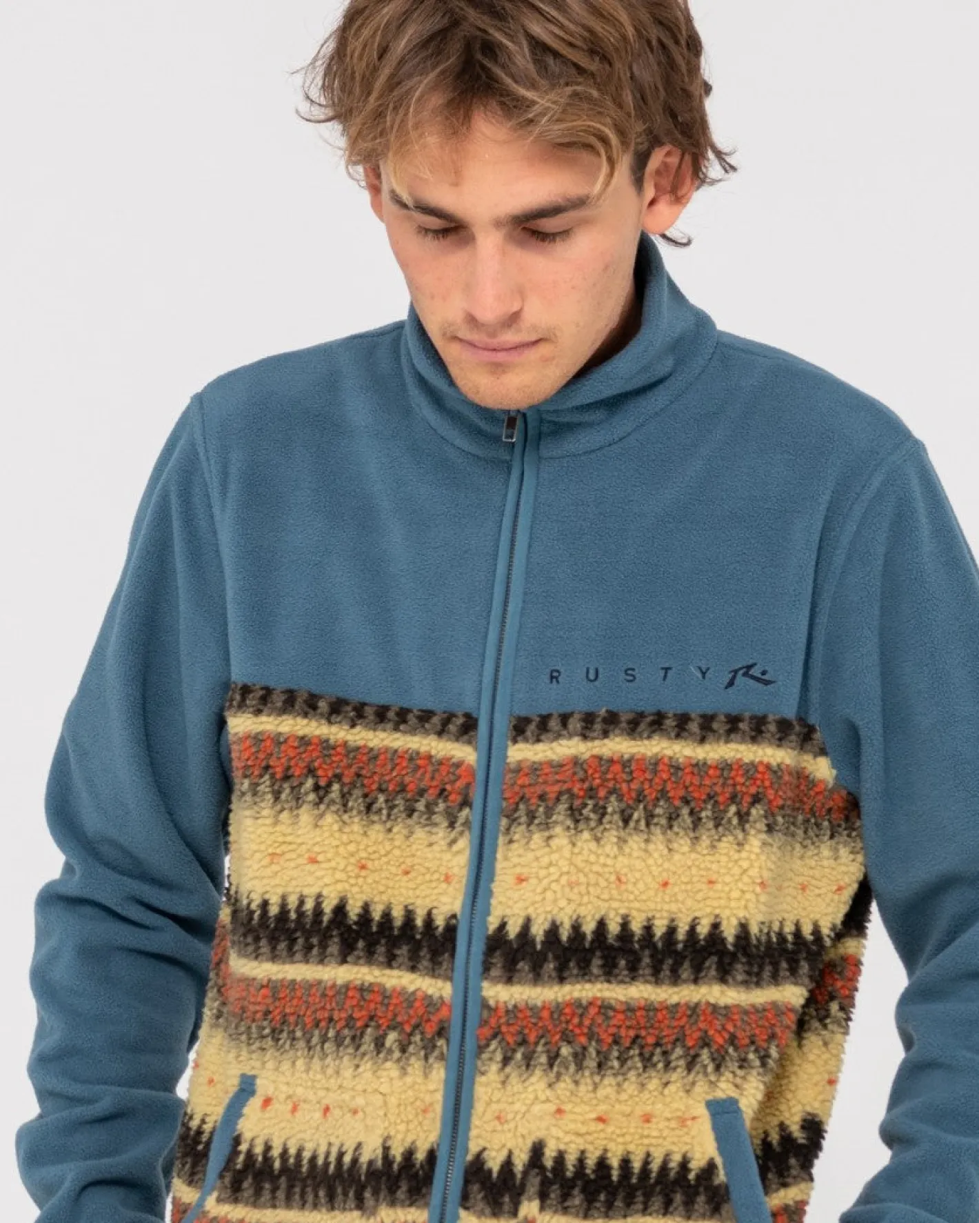 Shop Shag Paneled Full Zip Fleece Mens Hoodies & Fleece