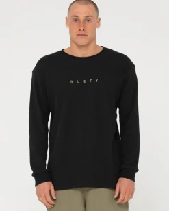 Clearance Short Cut Waffle Long Sleeve Tee Mens Tees