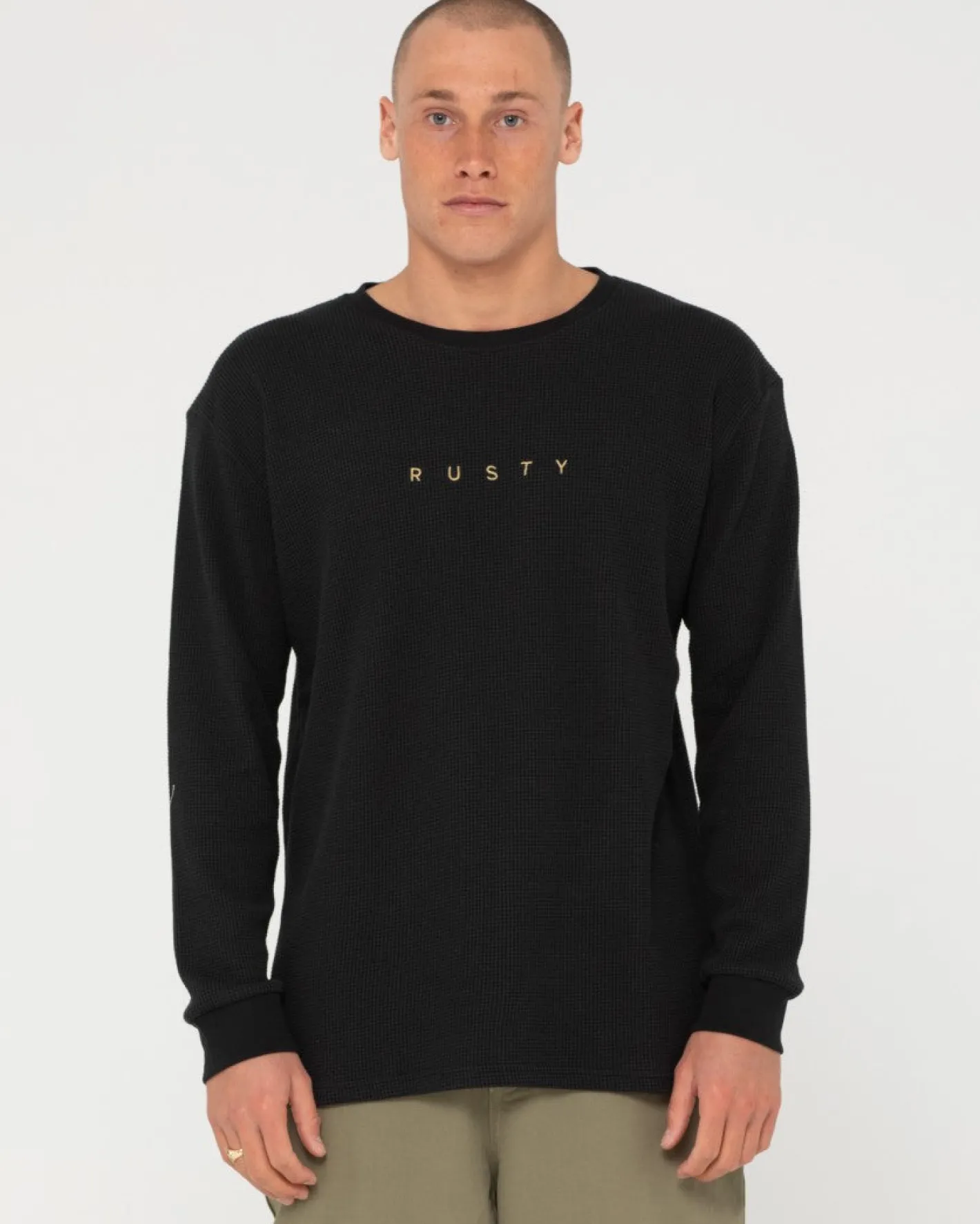 Clearance Short Cut Waffle Long Sleeve Tee Mens Tees