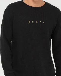 Clearance Short Cut Waffle Long Sleeve Tee Mens Tees