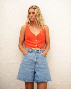 Sale Sicily Button Down Vest Top Womens Fashion Tops
