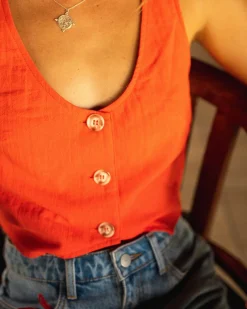 Sale Sicily Button Down Vest Top Womens Fashion Tops