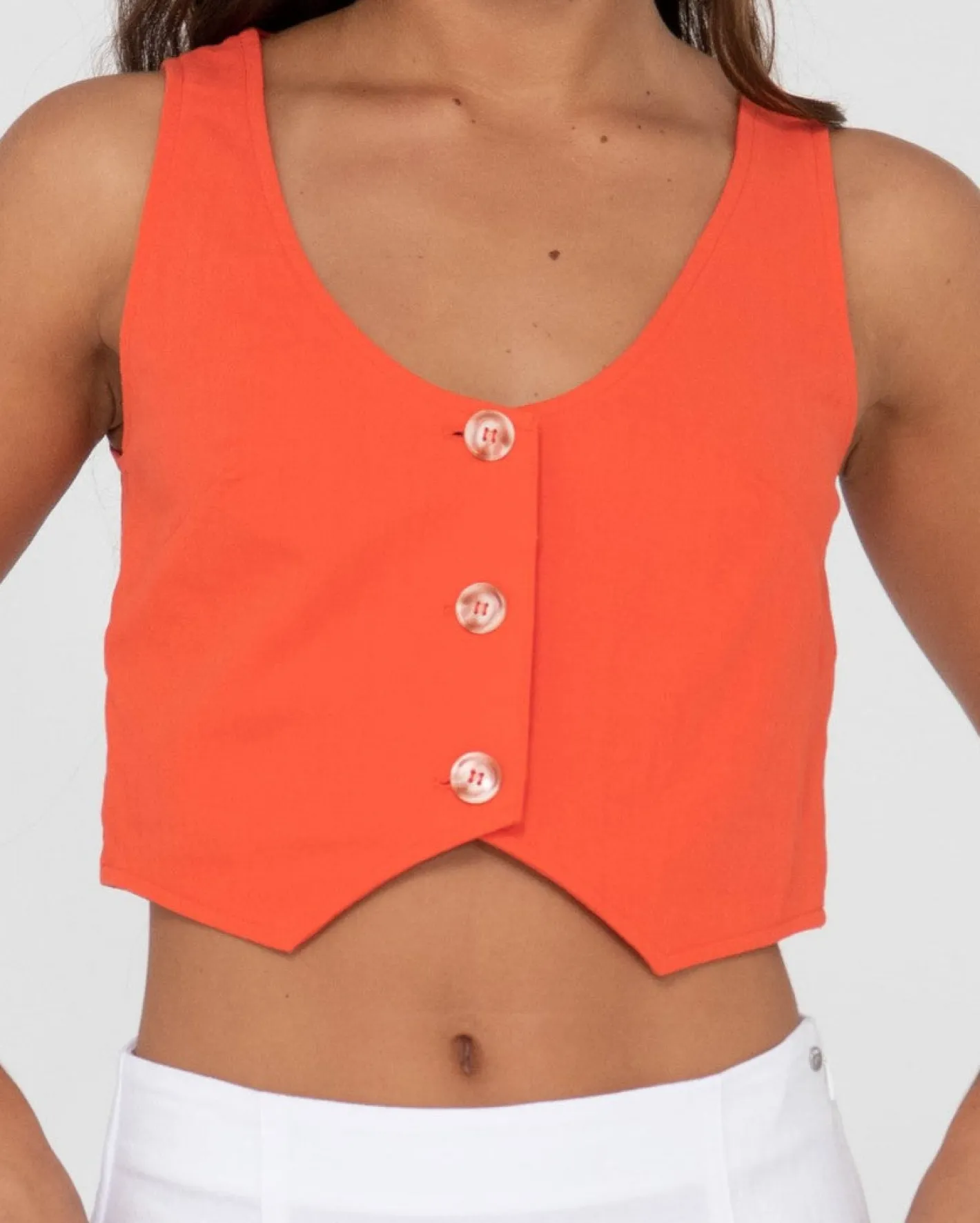 Sale Sicily Button Down Vest Top Womens Fashion Tops