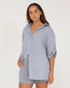Discount Siena Striped Oversized Shirt Womens Fashion Tops