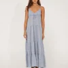 Cheap Siena Striped Tiered Maxi Dress Womens Overswim