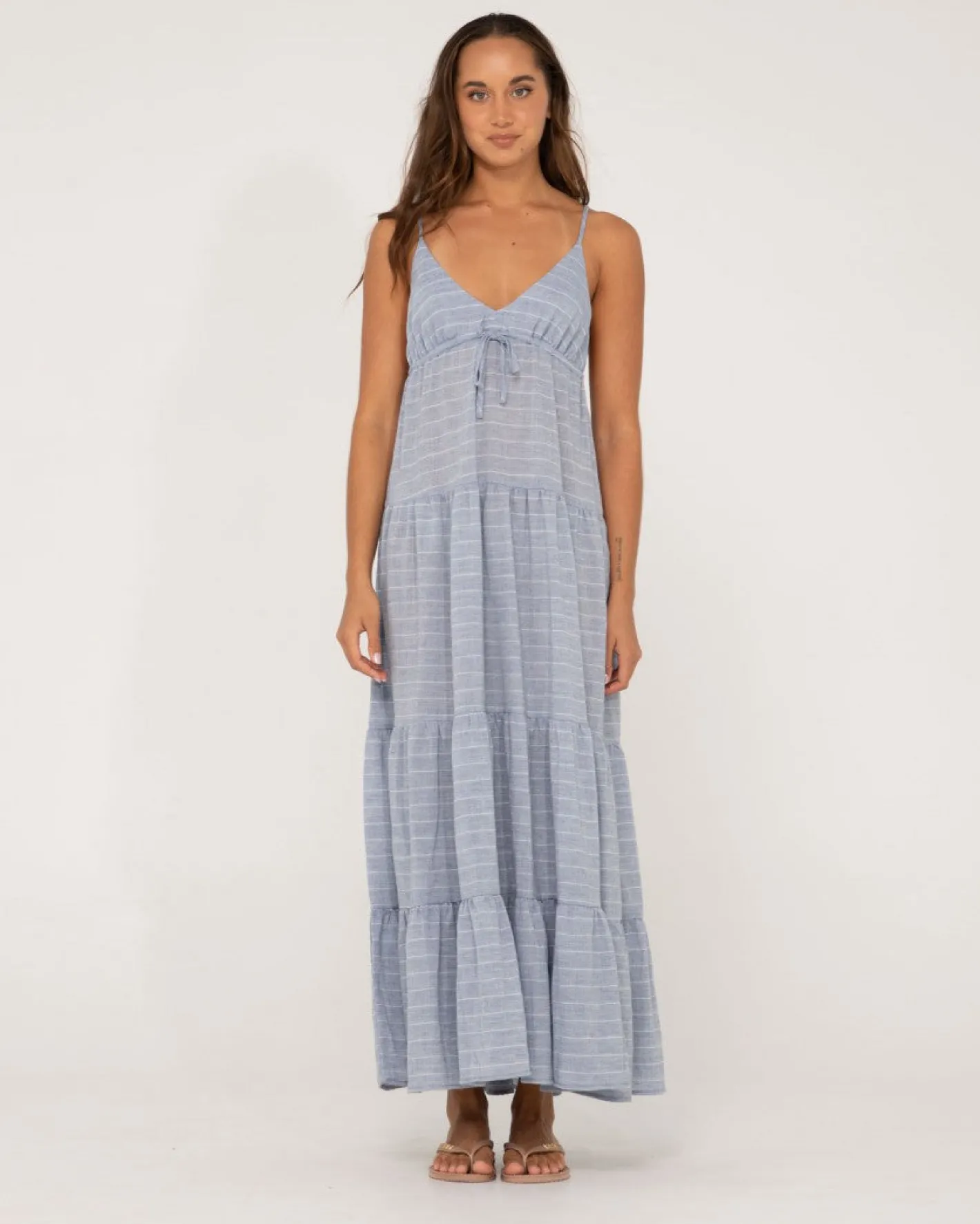 Cheap Siena Striped Tiered Maxi Dress Womens Overswim