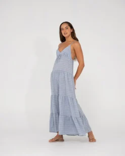 Cheap Siena Striped Tiered Maxi Dress Womens Overswim