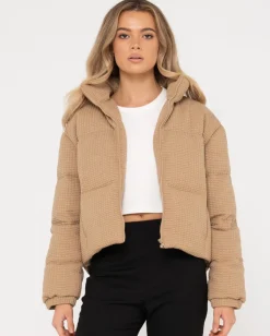 Cheap Soleil Textured Puffer Jacket Womens Jackets