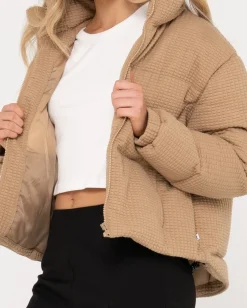 Cheap Soleil Textured Puffer Jacket Womens Jackets