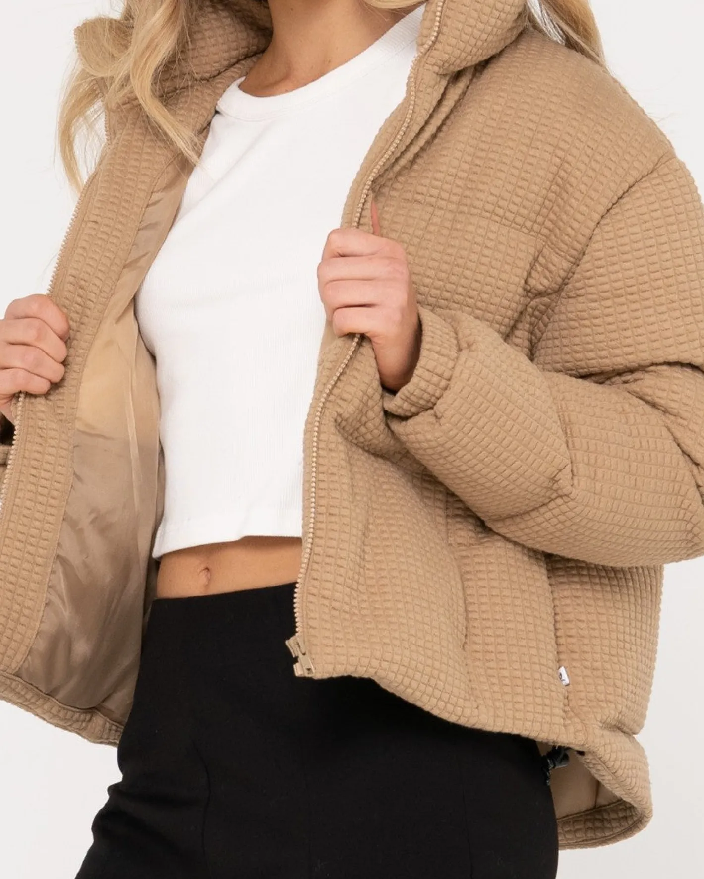 Cheap Soleil Textured Puffer Jacket Womens Jackets