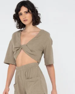 Hot Somewhere Twisted Reversible Top Womens Fashion Tops