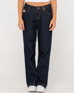 Outlet Super Low Rise Straight Leg Denim Jean Womens Pants