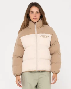 New Tilly Zip Thorugh Contrast Puffer Jacket Womens Jackets
