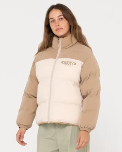 New Tilly Zip Thorugh Contrast Puffer Jacket Womens Jackets