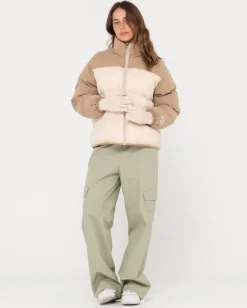 New Tilly Zip Thorugh Contrast Puffer Jacket Womens Jackets