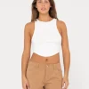 Store Vicky Curved Hem Crop Tank Womens Tees & Tanks
