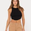 Store Vicky Curved Hem Crop Tank Womens Tees & Tanks
