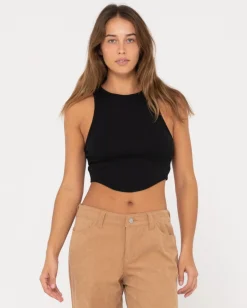 Store Vicky Curved Hem Crop Tank Womens Tees & Tanks